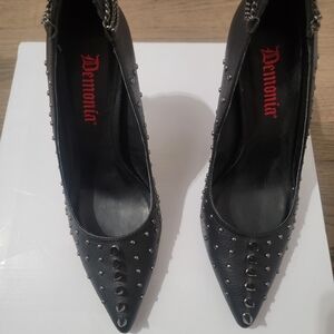Demonia Black Studded Heels